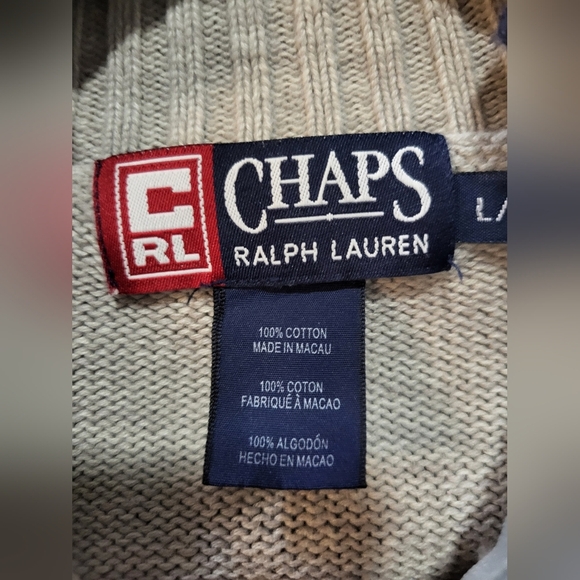 Chaps Ralph Lauren-Mens Half Zip Sweater-NWOT-Size L - Picture 3 of 6